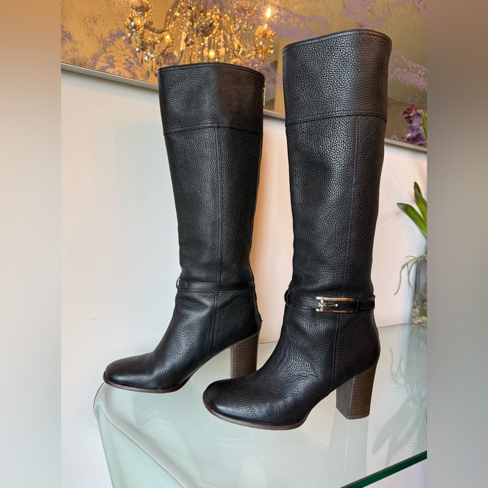 Tory Burch Black Textured Heeled Boots